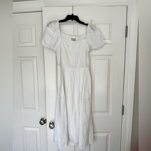 Loft white cotton smocked sundress